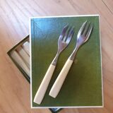 Christofle horn and stainless steel dessert forks