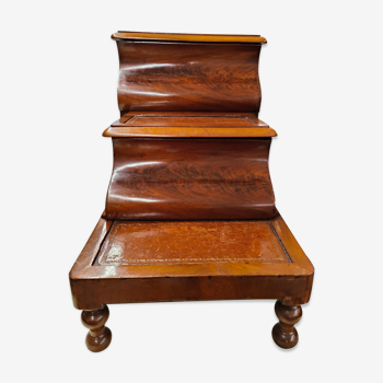 english library stepladder with double compartment mahogany leather fine 19th