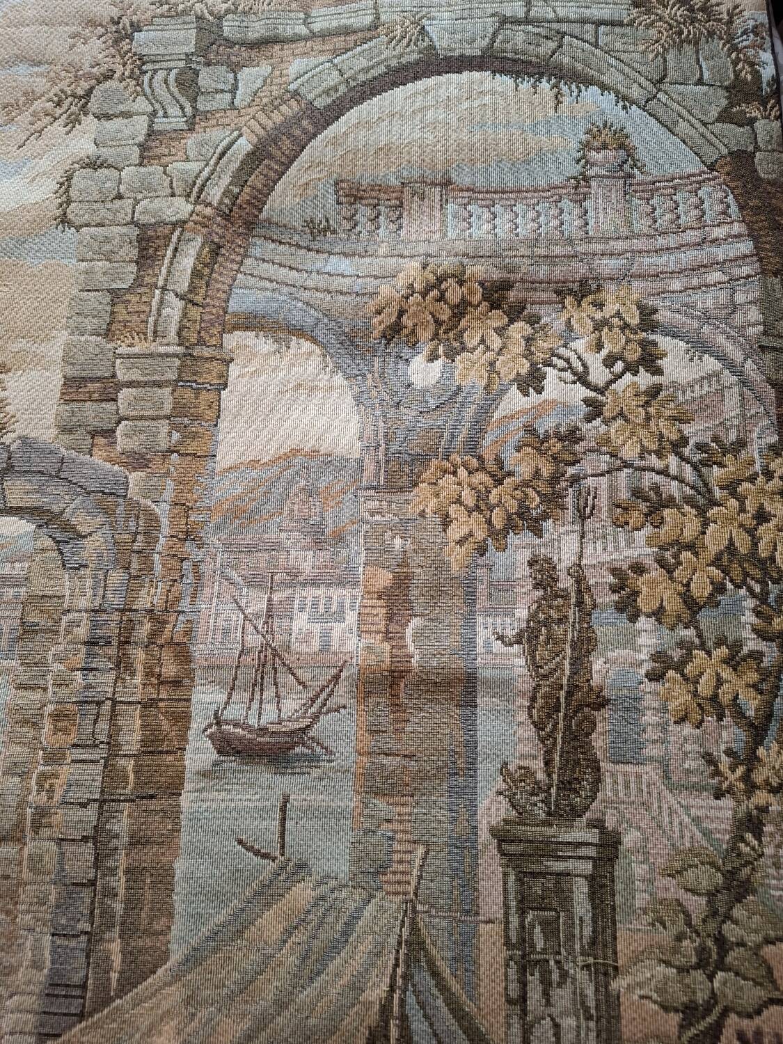 Old wall tapestry "Harbour Scene" The Woven Arts of France