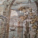 Old wall tapestry "Harbour Scene" The Woven Arts of France