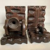 Pair of wooden bookends