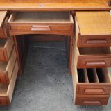 Old American desk in solid oak with S-shaped shutter