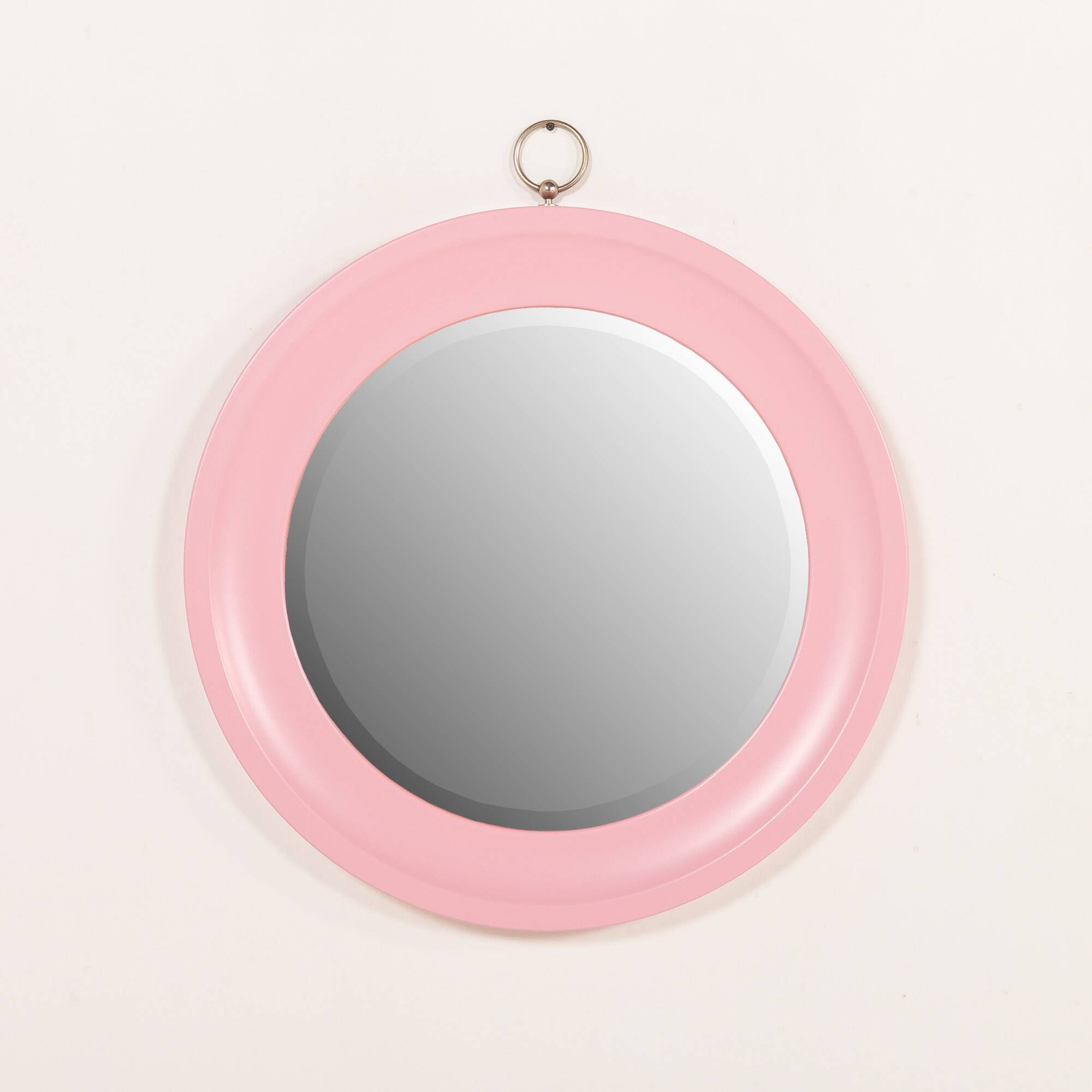 Italian pink mirror in the style of Artemide, 1970s
