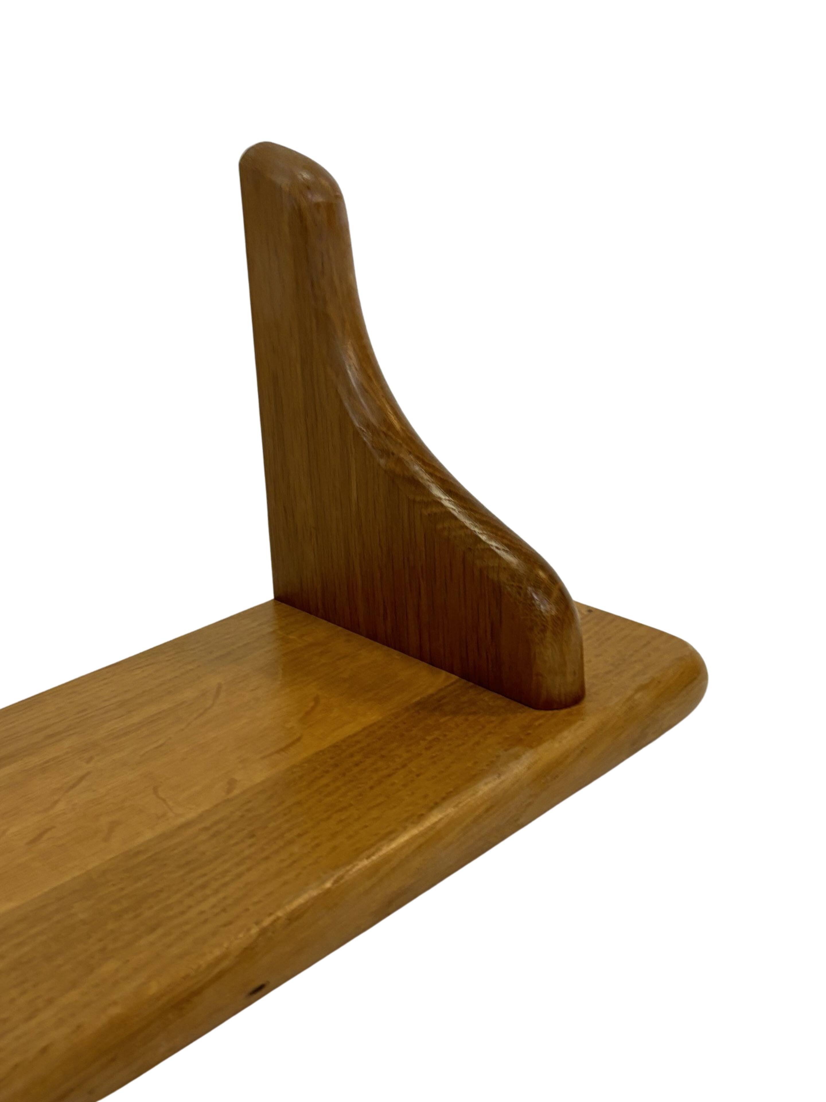 Vintage oak wall rack book shelf 1970s wood minimalist design