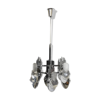 Chandelier in chrome by Oscar Torlasco Italy 1960 s