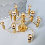 Large designer brass ceiling light, 70s