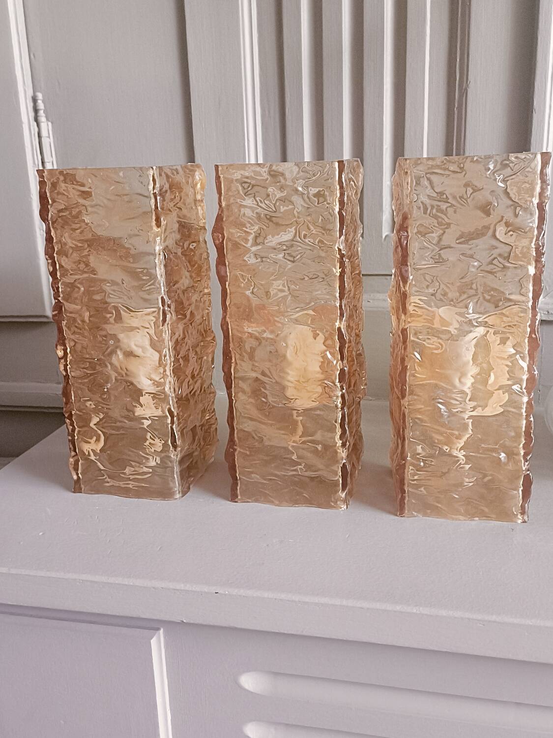 Three 1960s Perspex wall lights