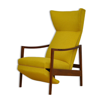 Mid-Century Armchair with Folding Footrest, 1960s