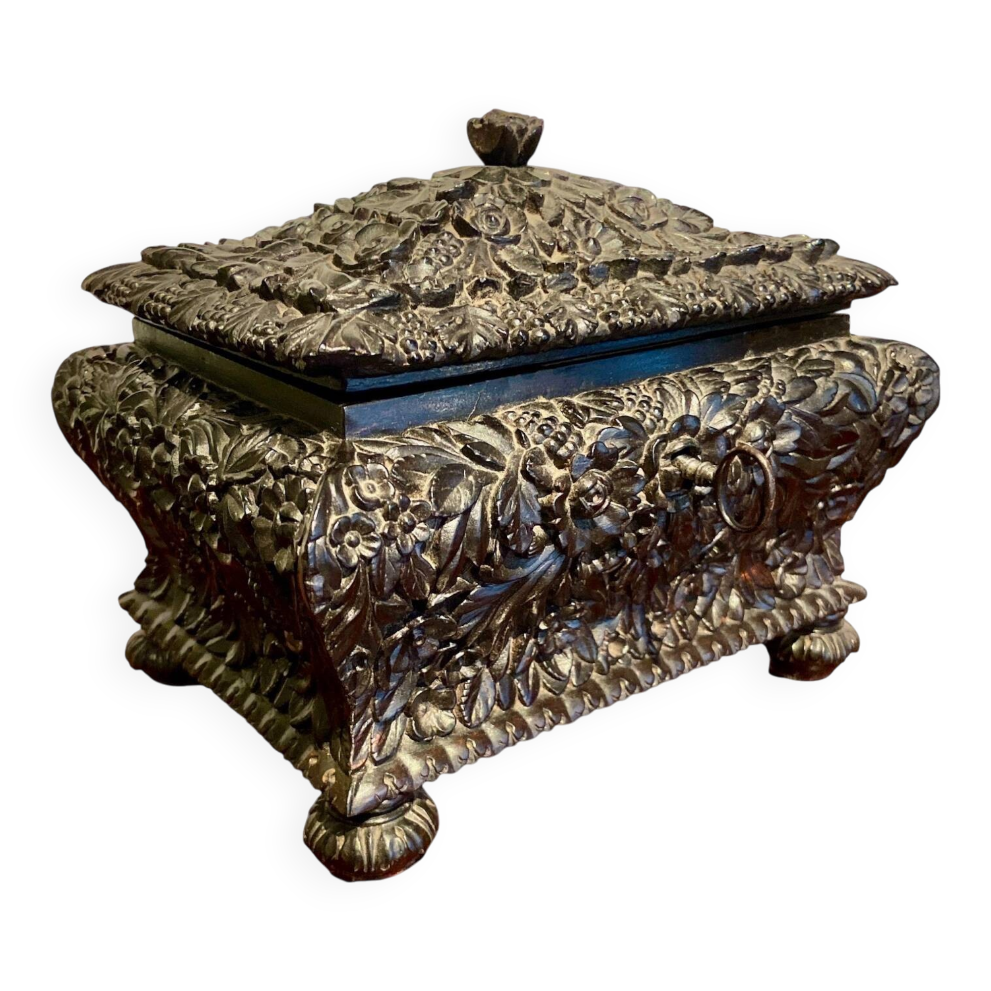 Coffre colonial en bois d'ébène