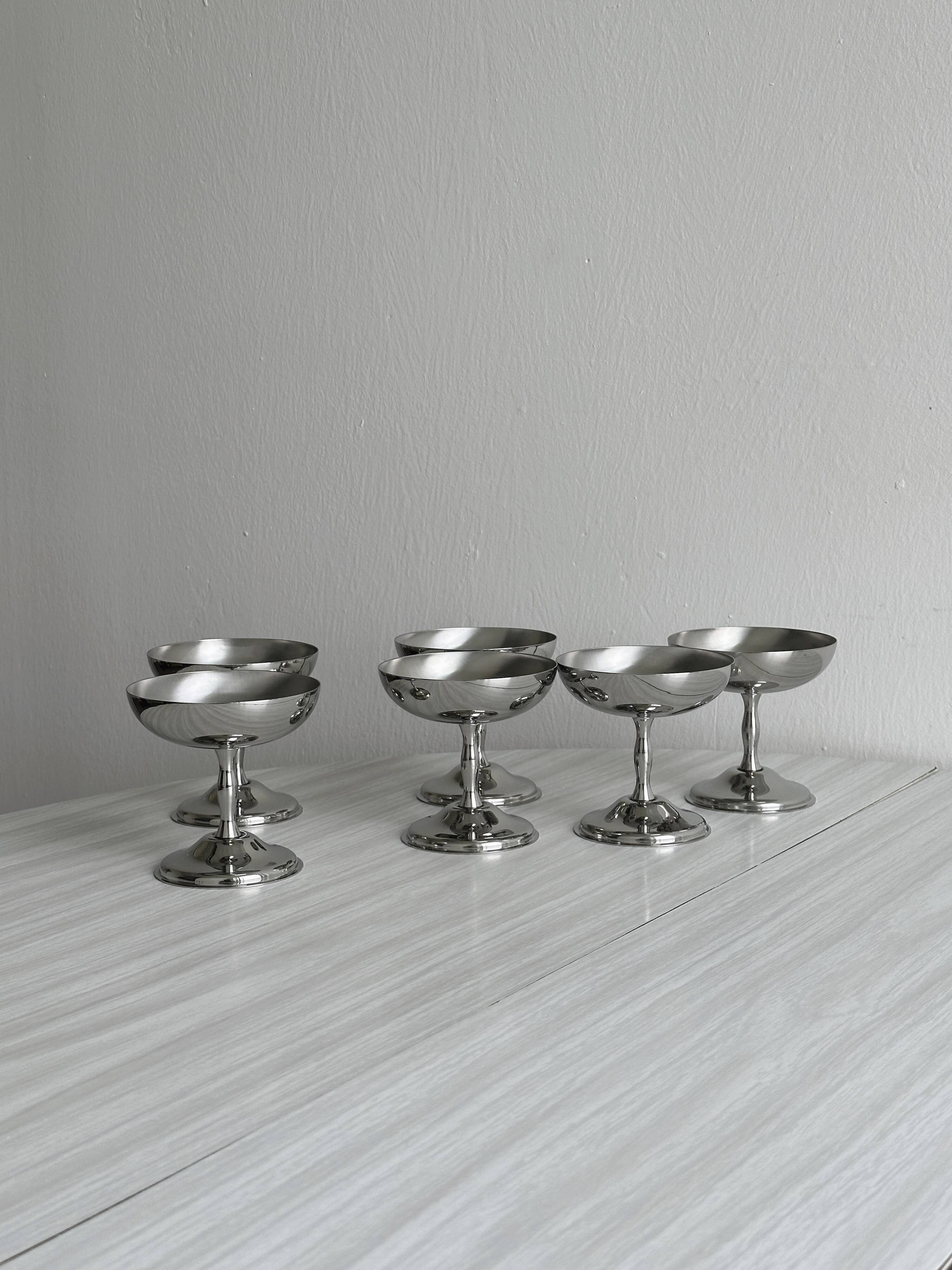 6 stainless steel footed bowls, Letang Remy style