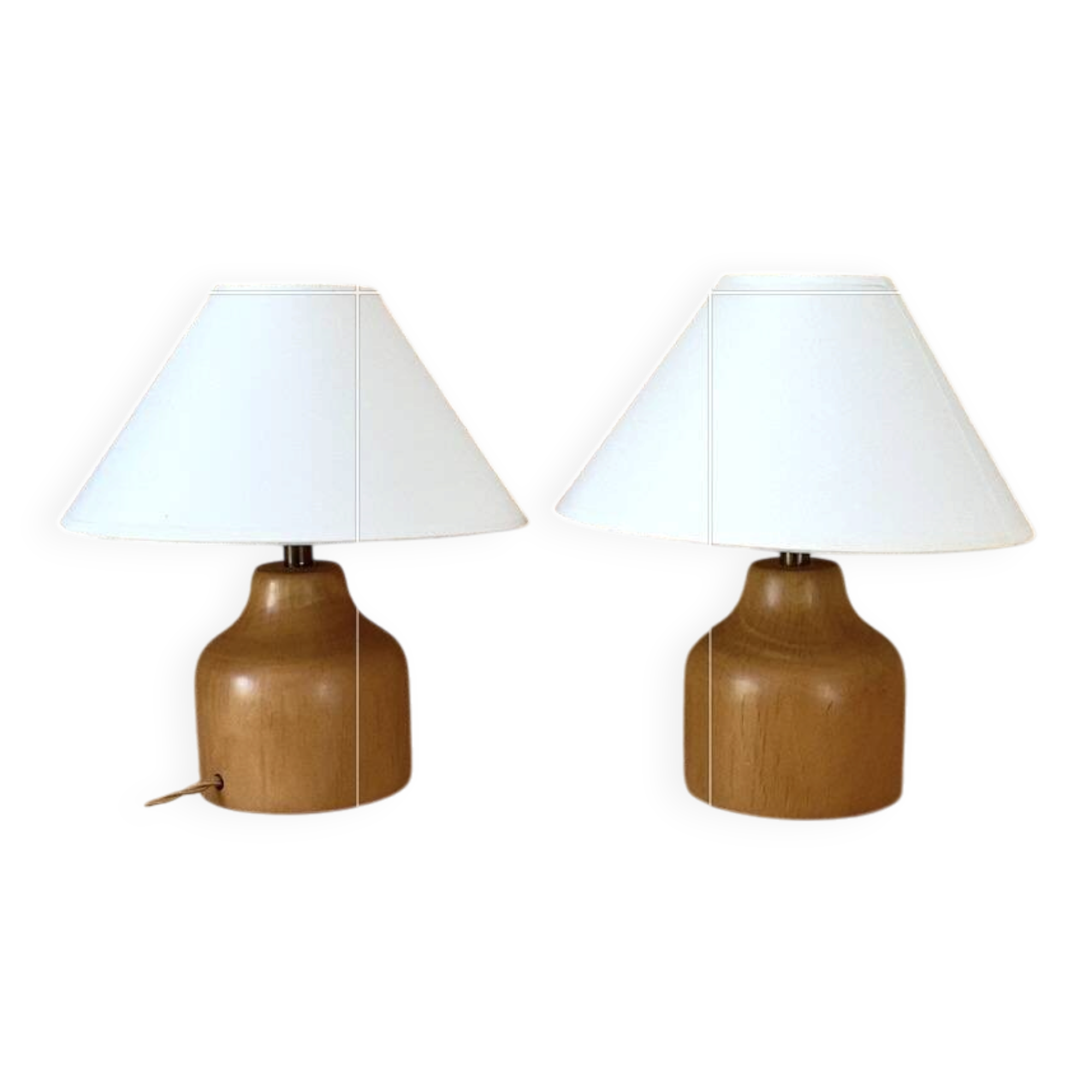 Two Danish lamps, fabric cable 2x2M, 2 cotton shades.