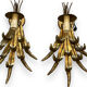 Pair of gilded metal wheat cob sonces