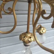 Antique 19th-century chandelier with 4 lights in gilded bronze, Napoleon III style - in working condition.
