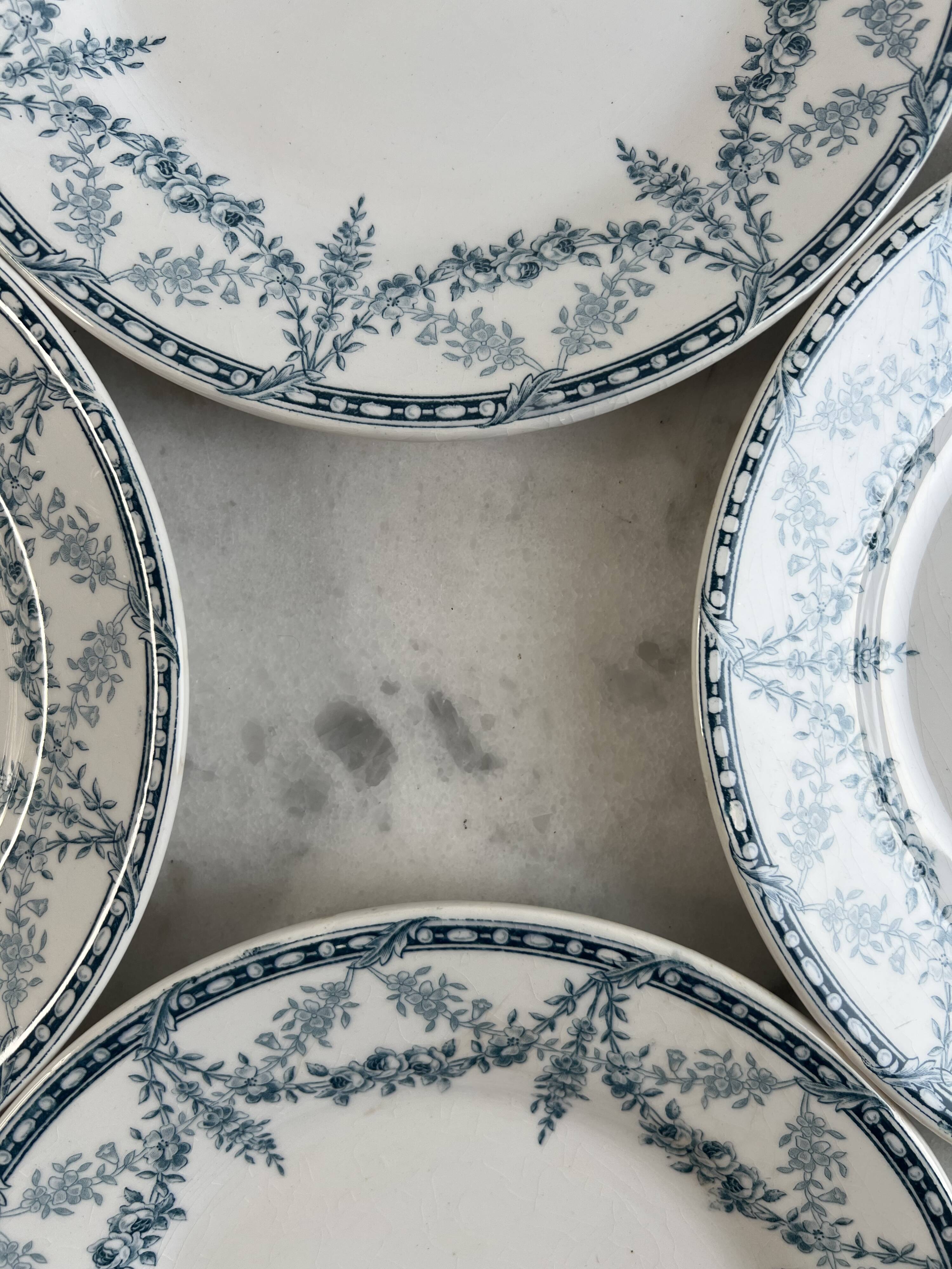 Set of 4 flat plates Creil and Montereau Labrador