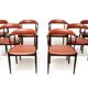 Eight Danish Cow Horn "Model 12" Chairs in Rosewood by Johannes Andersen