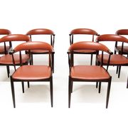 Eight Danish Cow Horn "Model 12" Chairs in Rosewood by Johannes Andersen
