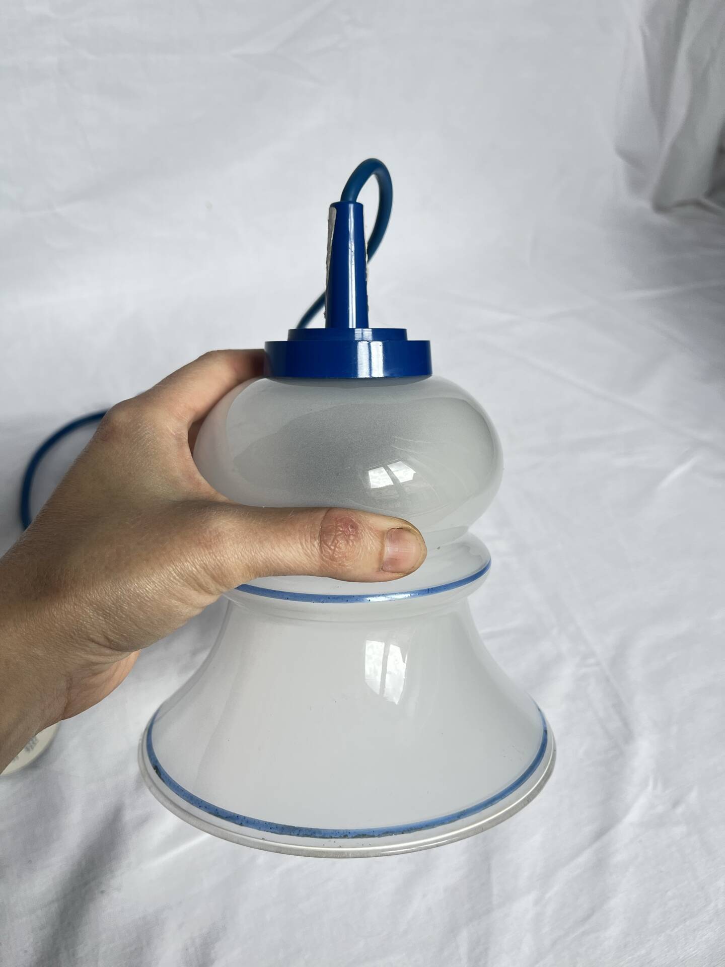 Rare vintage glass suspension light in memphis/ikea style from the 90s.
