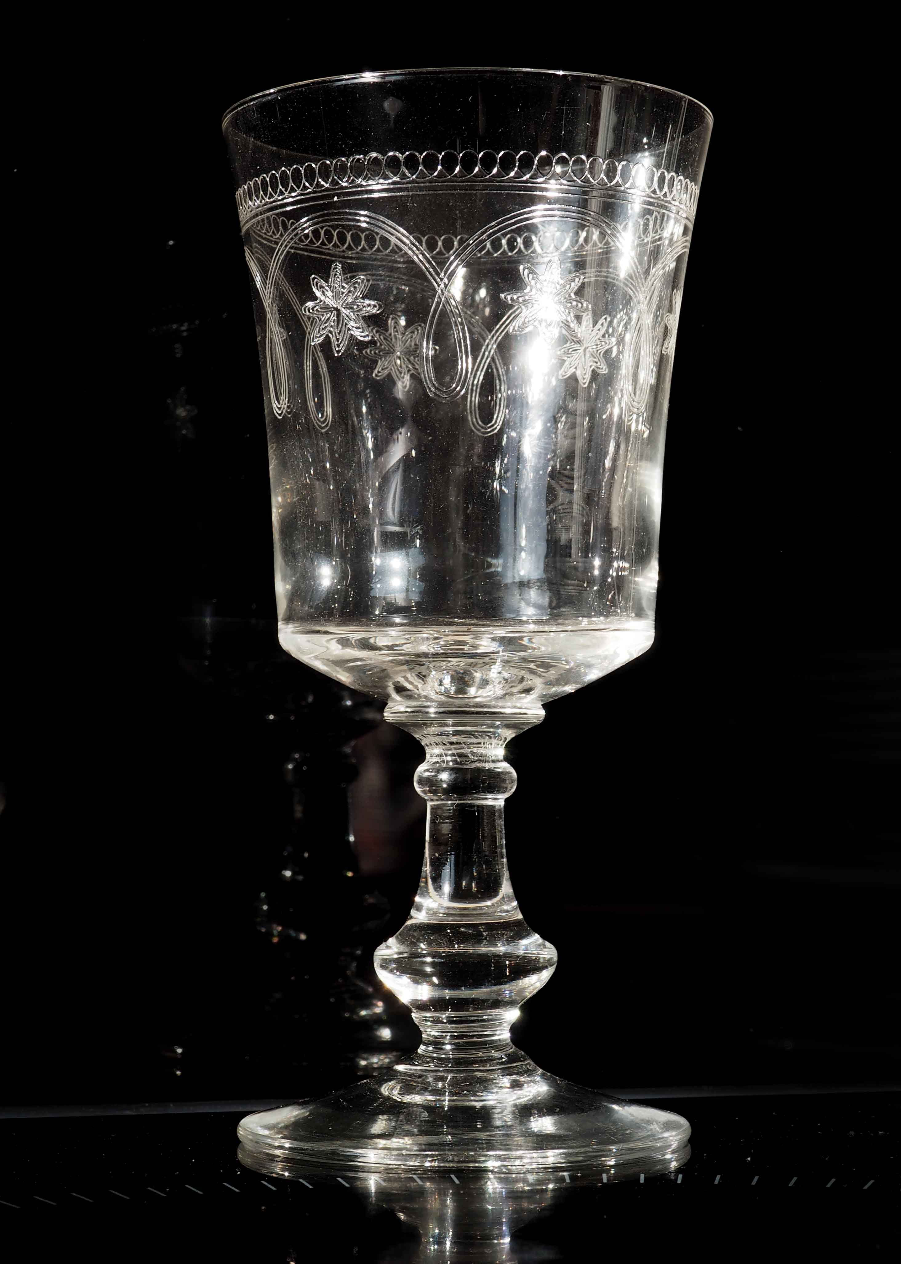 6 engraved antique wine glasses