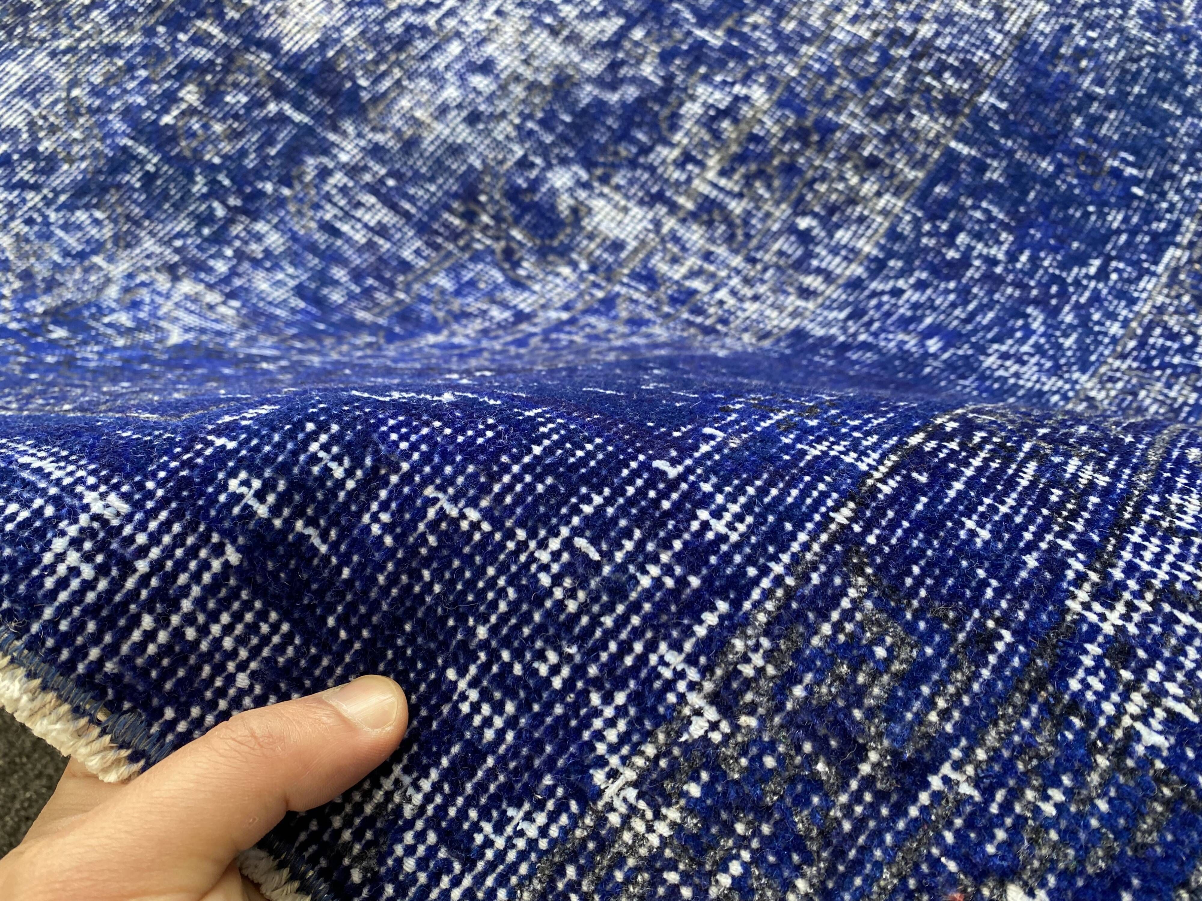 Oushak Rug Navy 7x10 Turkish Rug -Overdyed Rug Cobalt, Rug Living Room
