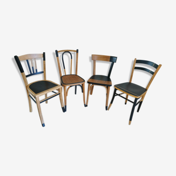 Set of mismatched bistro chairs