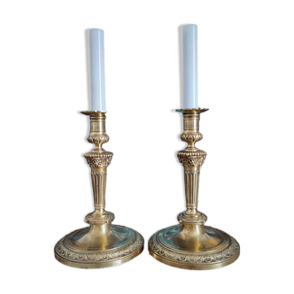 Pair of candlesticks signed "Eugène Bazart"