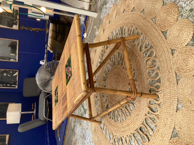 Rattan coffee table and ceramics
