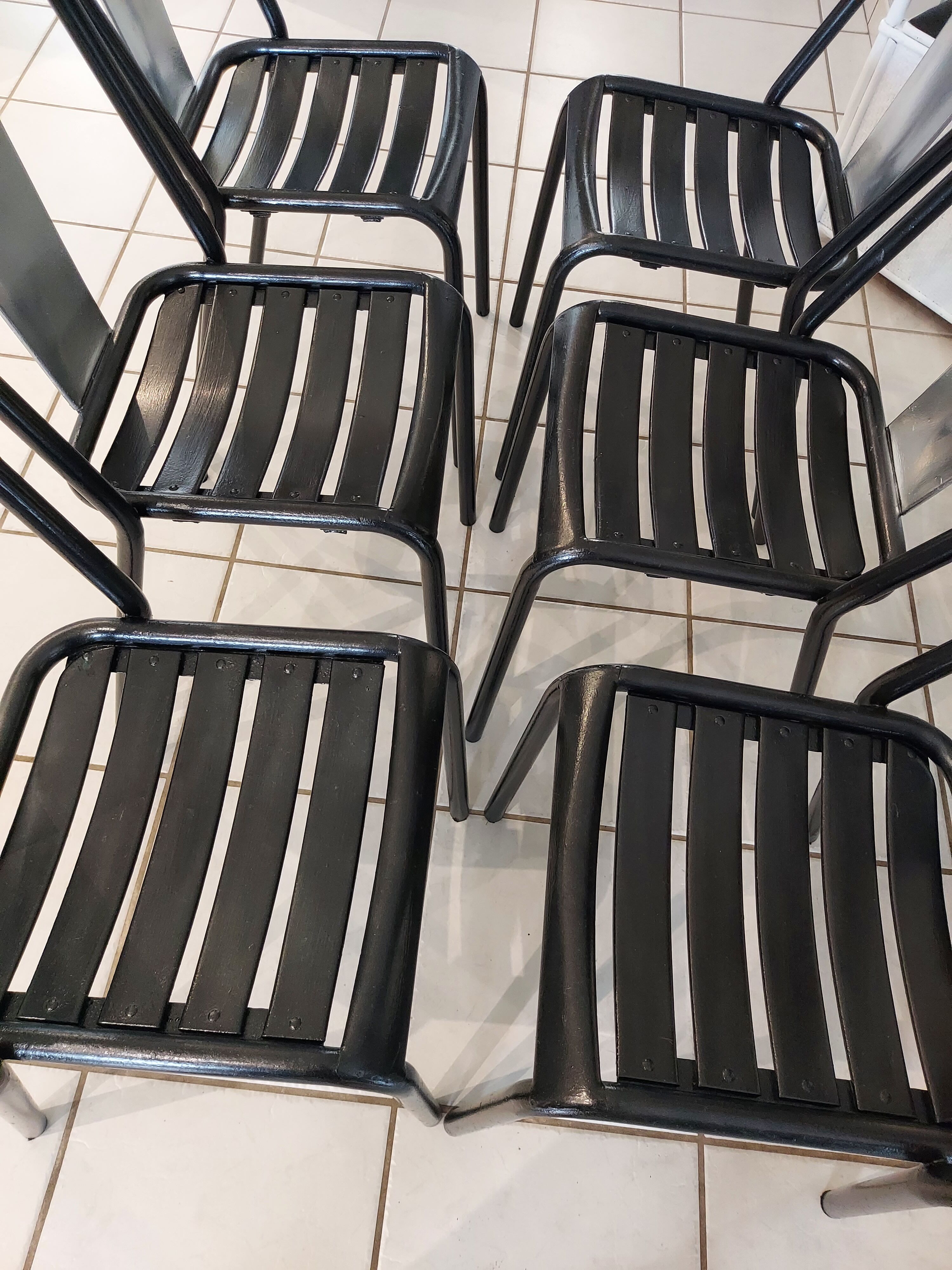 Suite of 6 Chairs Tolix model T4 by Xavier Pauchard 1950