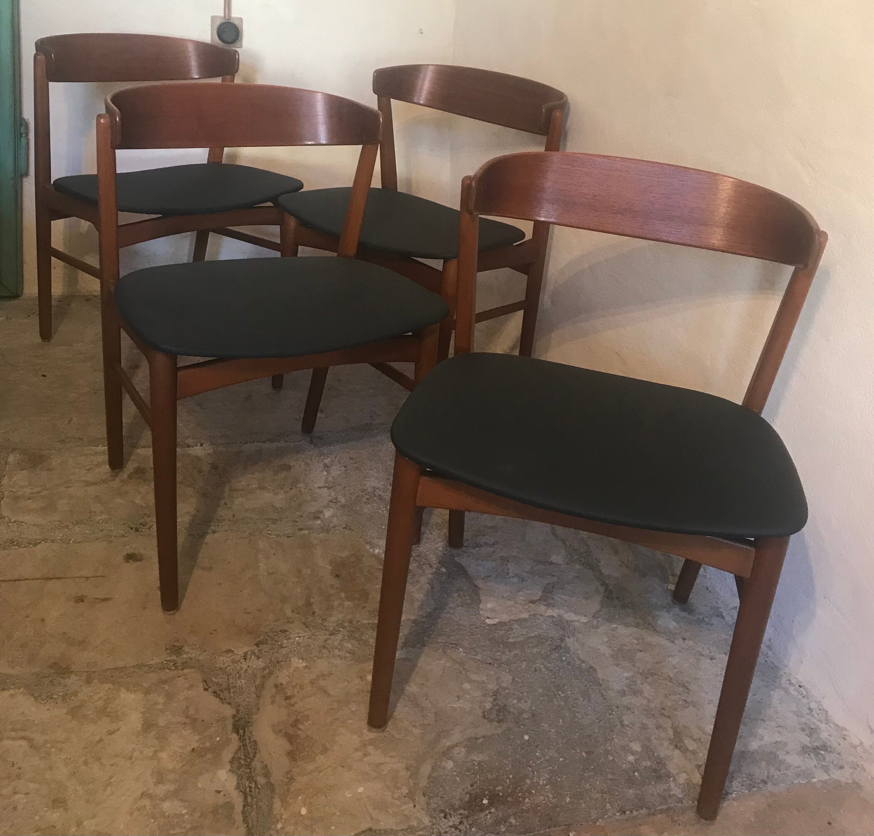 Set of 4 vintage Danish teak chairs Farstrup 206, Denmark 1960's