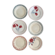 Old flat plates in red, green and blue gray.