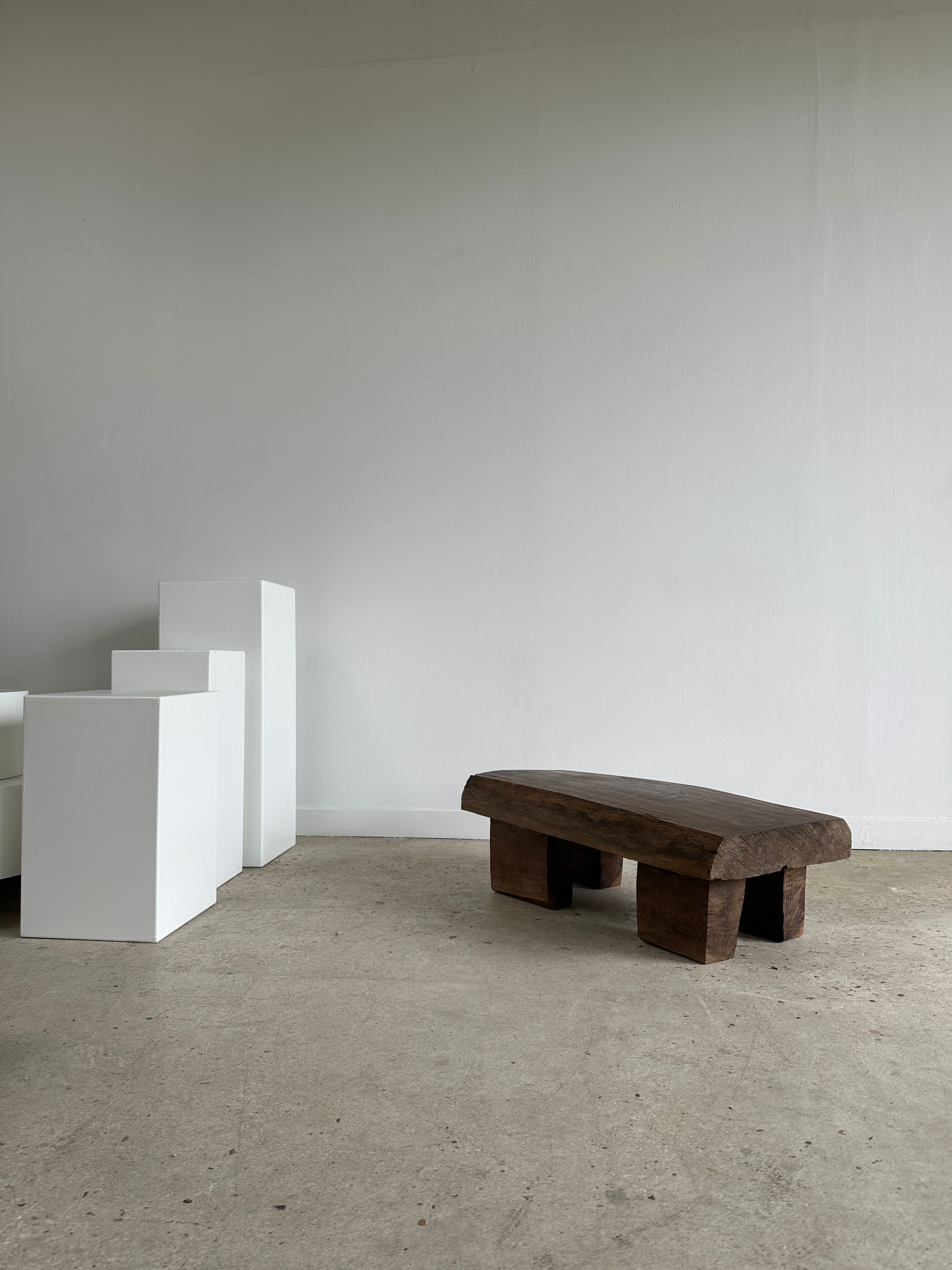 Asian solid wood quadripod brutalist coffee table H30 L81 l42