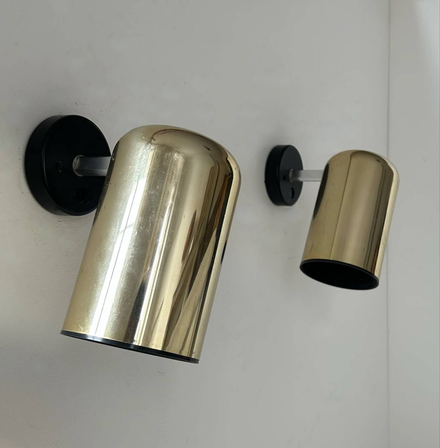 Pair of vintage adjustable brass wall lights, Italy 1970