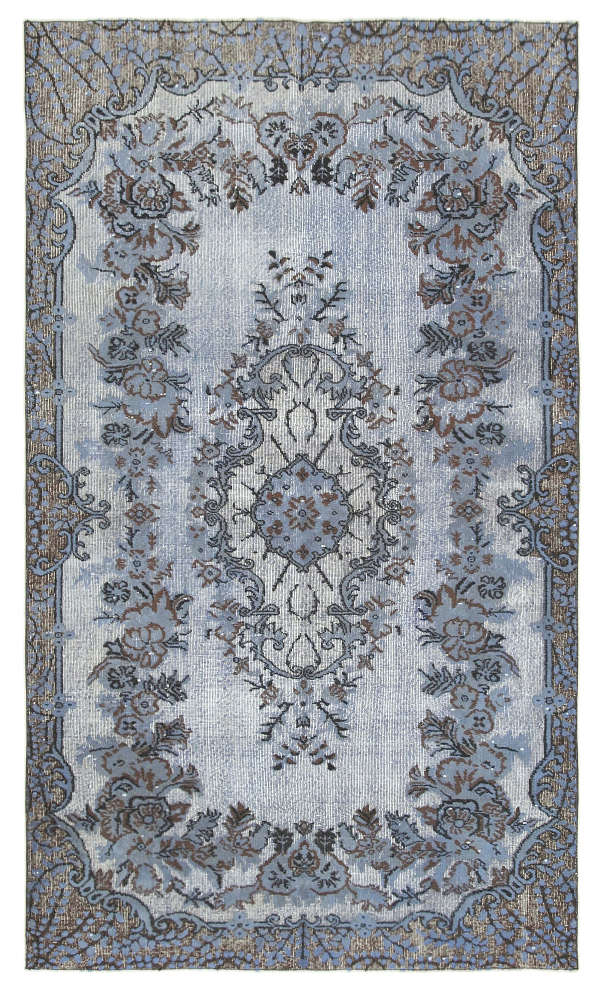 Handmade distressed oriental 1980s 164 cm x 282 cm blue rug