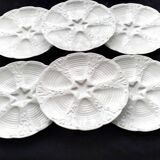 6 Porcelain oyster plates CNP Compagnie Nationale de Porcelaine