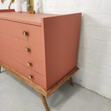 Vintage terracotta legs compass chest of drawers