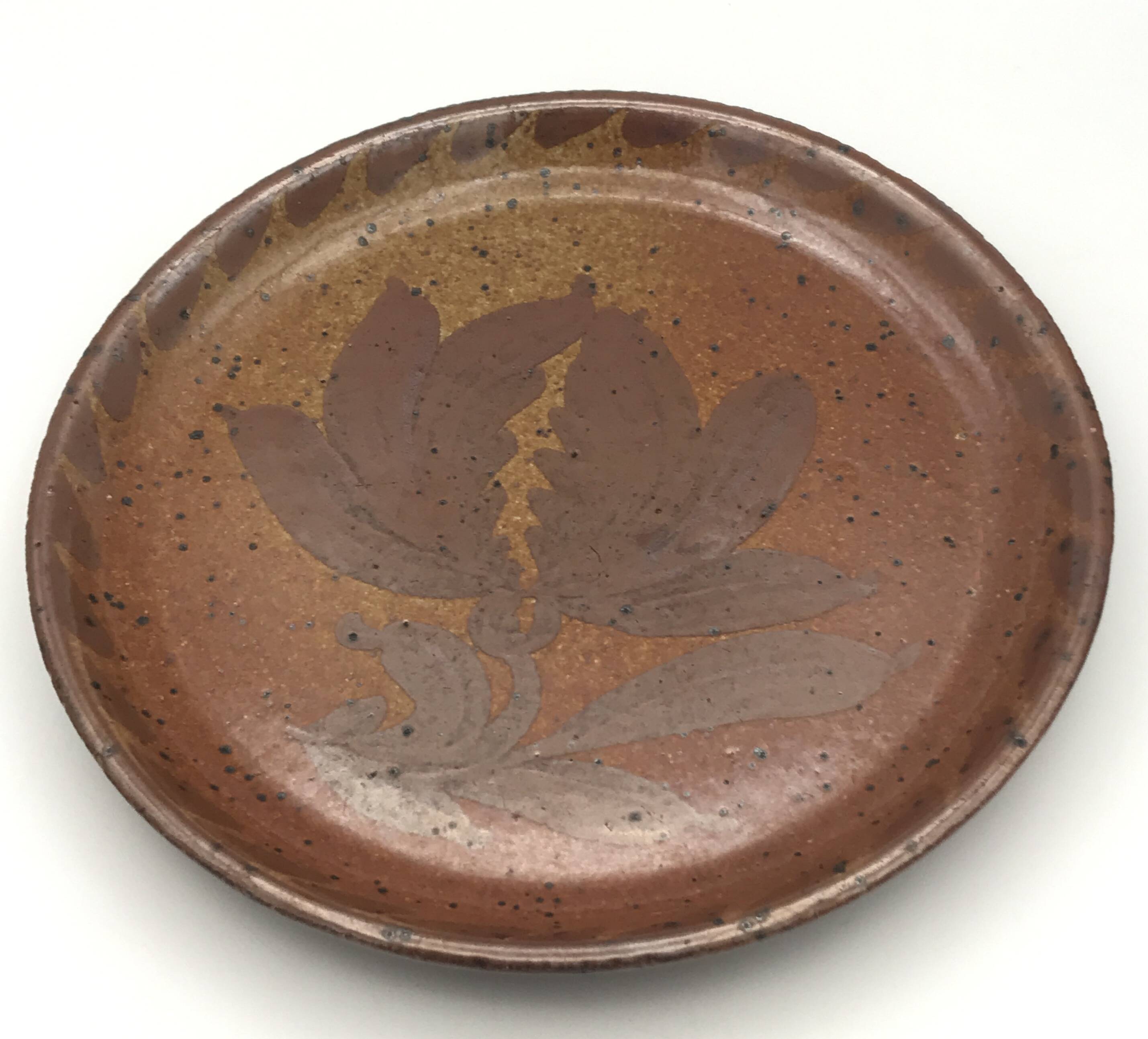 Set of 2 plates in pyrite stoneware with floral decoration h. siegfried, souffle