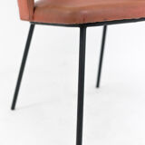 Orange skai chair and black lacquered metal, 1950s