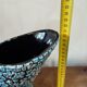 Large sculptural ceramic vase with textured turquoise blue and black glaze – Double horn – H. 31 cm