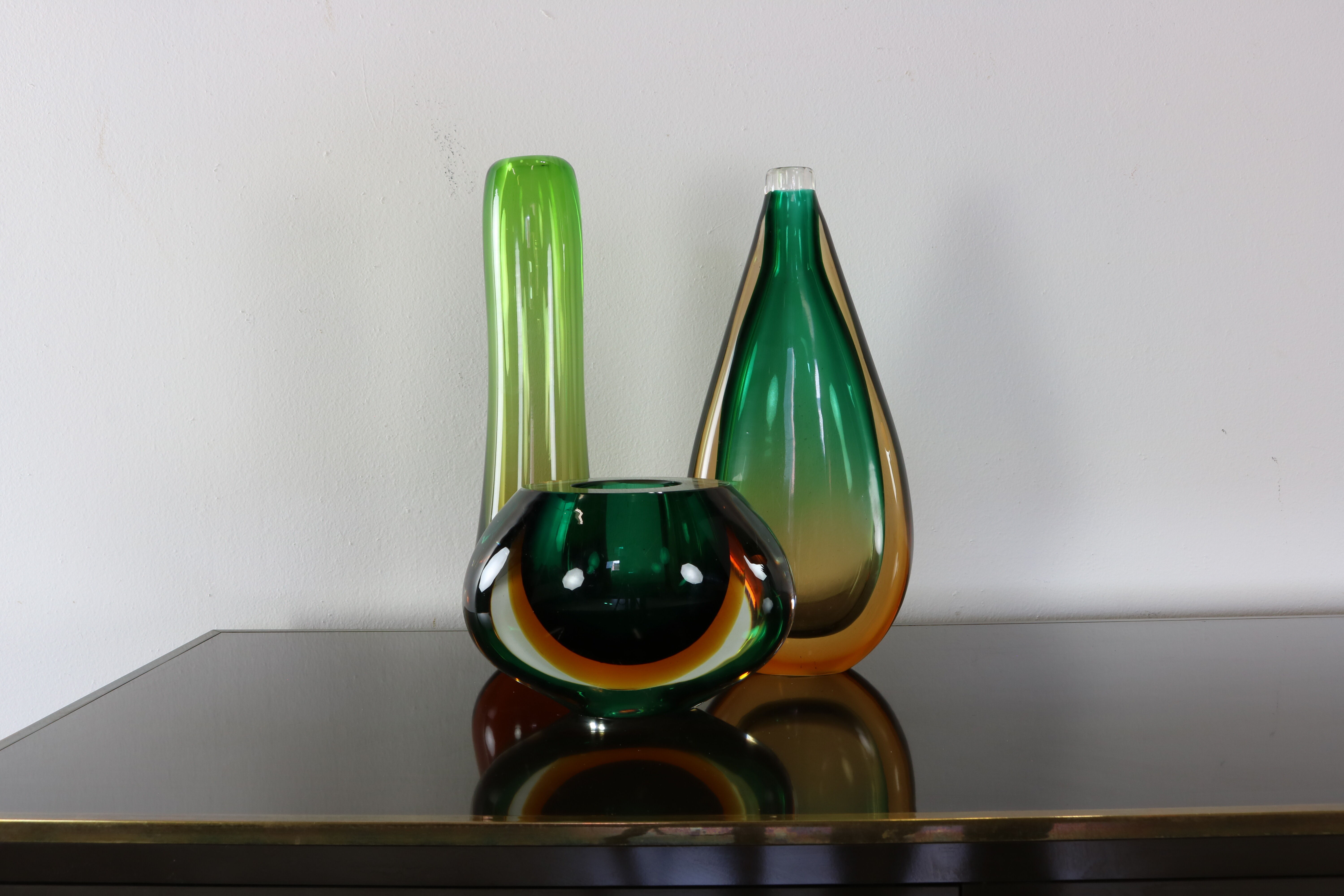 Ensemble de trois vases de Nils Landberg pour Orrefors Suède
