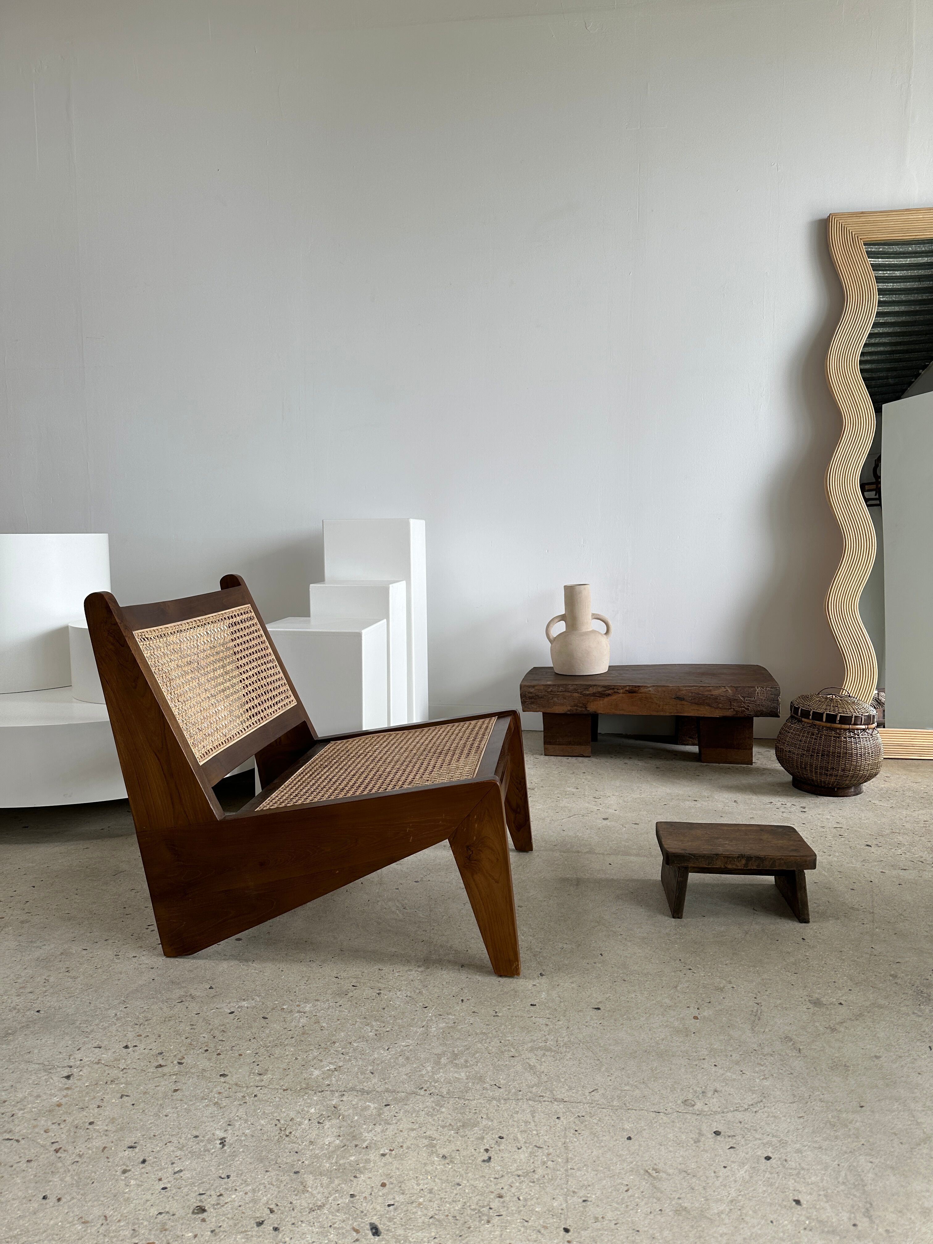 Asian solid wood quadripod brutalist coffee table H30 L81 l42