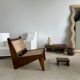 Asian solid wood quadripod brutalist coffee table H30 L81 l42