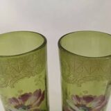 Pair of Legras vases in art nouveau enameled glass