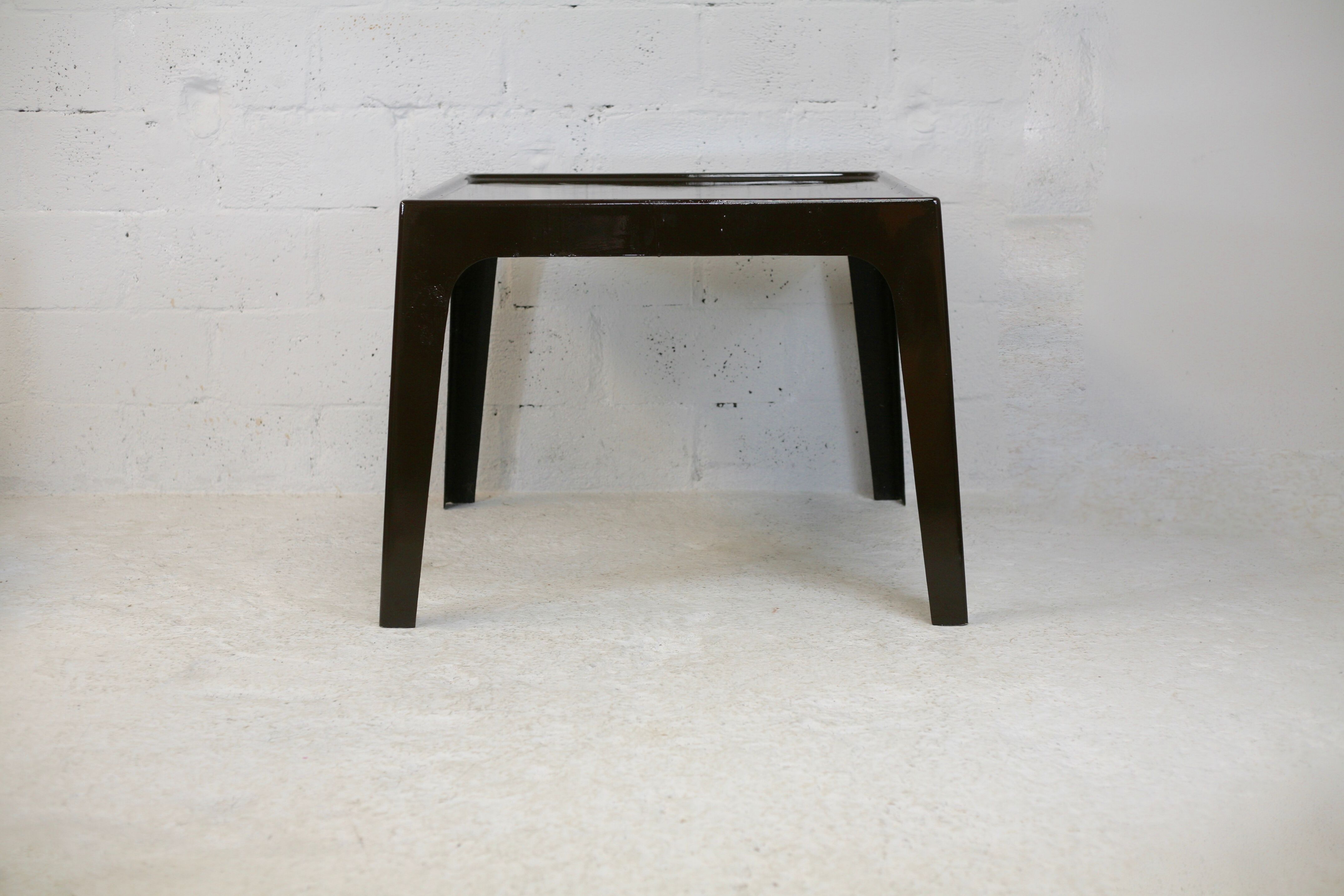 Fiberglass table, brown, France, circa 1970