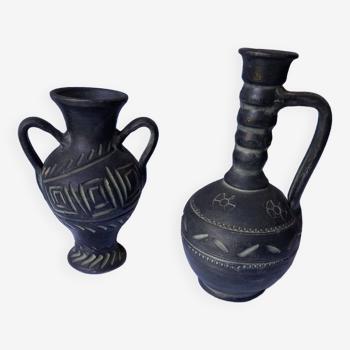 Set of 2 stoneware vases
