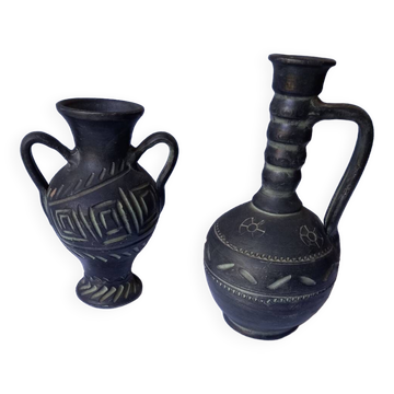 Set of 2 stoneware vases