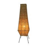 Lampe à poser en métal et Raphia design des années 50