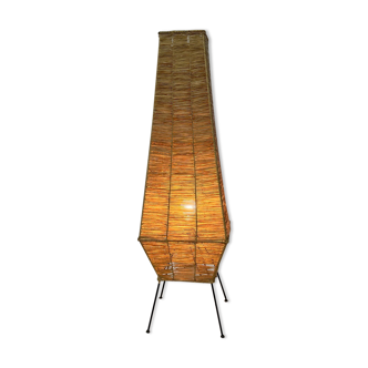 Table lamp in metal and raffia, 50s design