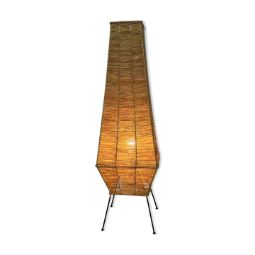 Table lamp in metal and raffia, 50s design