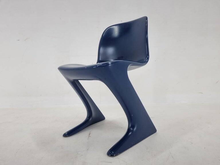 Midcentury Blue Kangaroo Chair Designed by Ernst Moeckl, Germany, 1960s