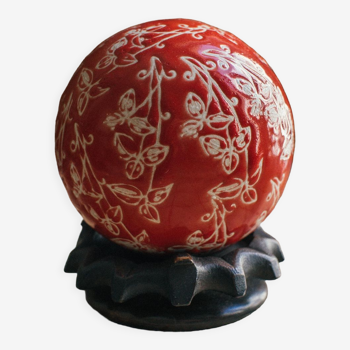 Canton ball carved on carved wood support