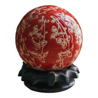 Canton ball carved on carved wood support